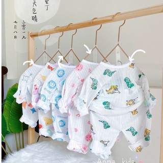 Bộ cotton giấy dài tay cho bé trai gái sơ sinh từ 0-36 tháng tuổi