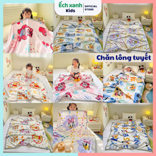 Chăn lông tuyết tuyết nhung chăn đi học mùa đông cho bé 1-10 tuổi  siêu ấm chăn mùa đông Ếch xanh kids