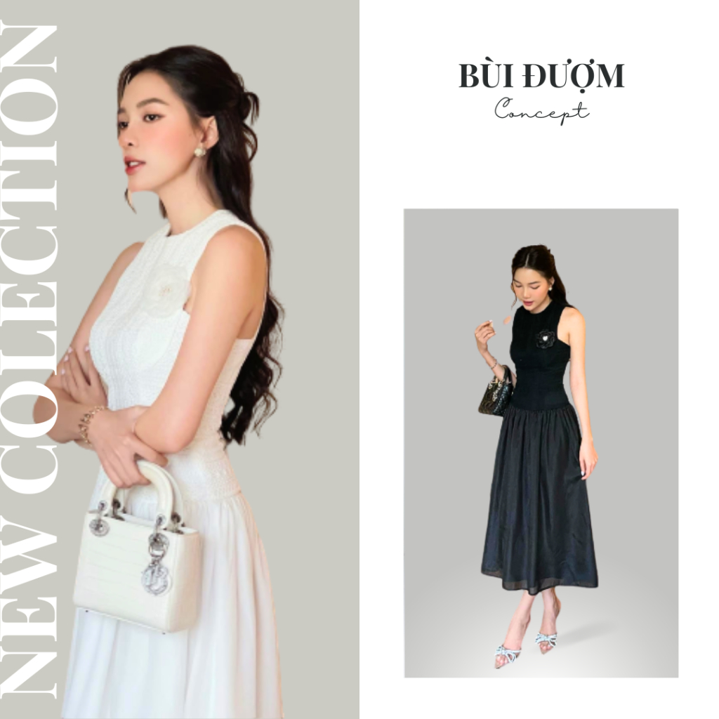 Đầm Ren Dài Sát Nách Phối Chân Váy Tơ Maxi Đính Hoa Ngực Dáng Dài Nhẹ Nhàng Siêu Tôn Dáng Bùi Đượm Concept