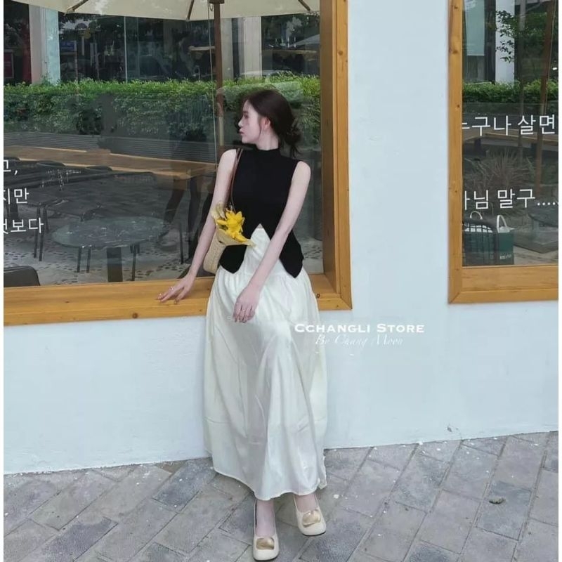 Sét áo thun mix chân váy dài siêu đẹp