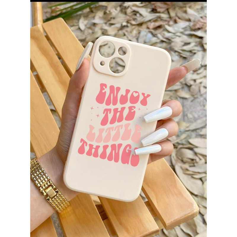 Ốp lưng cạnh vuông giả lp13 hình chữ hồng cute dành cho iphone 11 promax/11 pro max/12/12pro/12 pro/12 promax/12 pro max