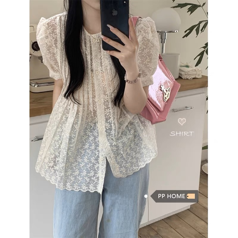Áo sơ mi cardigan ngắn tay