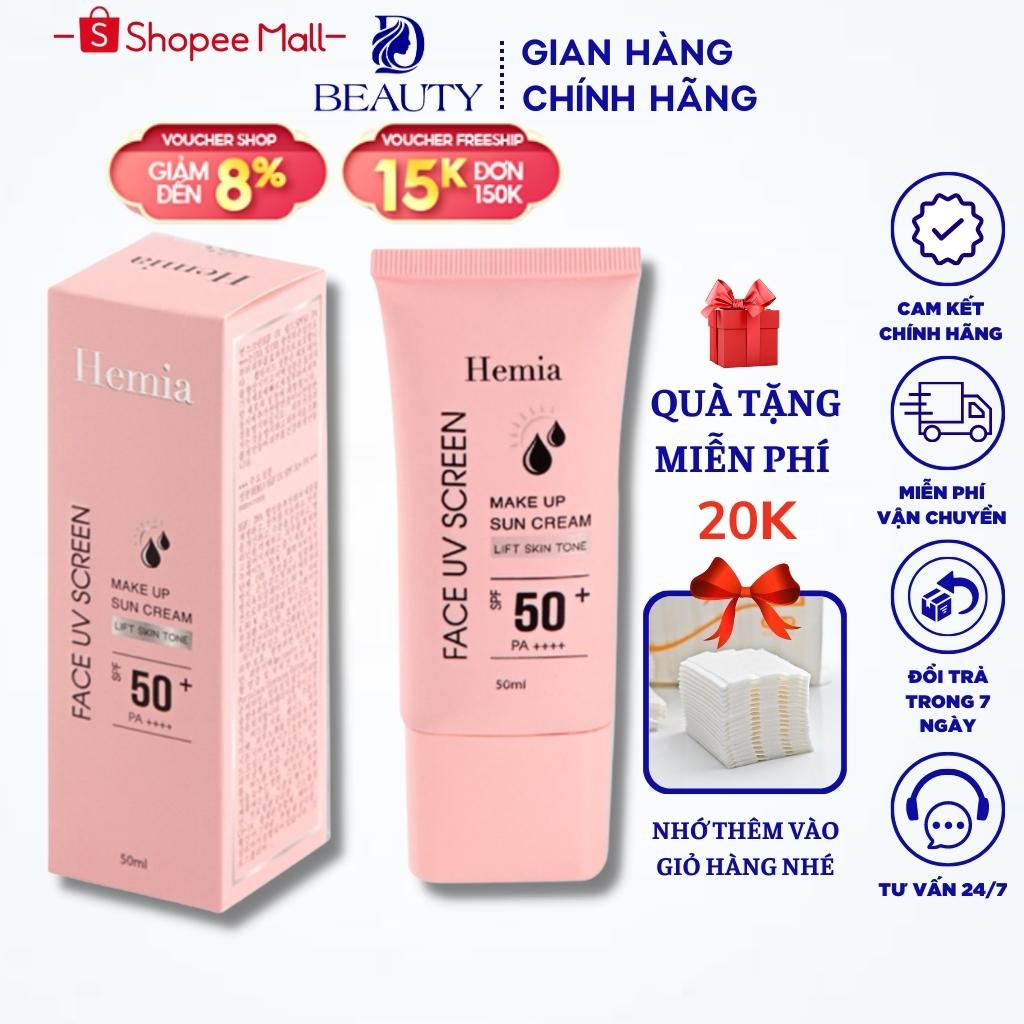 Kem Chống Nắng Hemia Hàn Quốc 50ml Chính Hãng nâng tone trắng da kiềm dầu cho mọi loại da