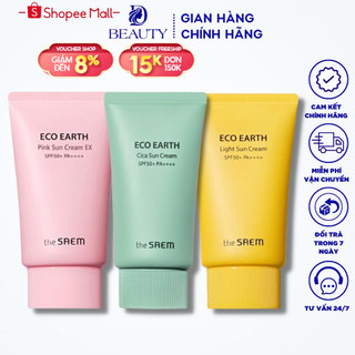 Kem Chống Nắng The Saem Eco Earth Pink Sun Cream EX SPF50+ PA++++ 50ml Hàn Quốc Chính Hãng