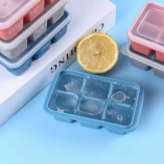 combo 2 khay làm đá silicon 6 ô có nắp đậy, Khuân Làm Đá 6 Ô Làm Thạch Mùa Hè An Toàn Sức Khoẻ
