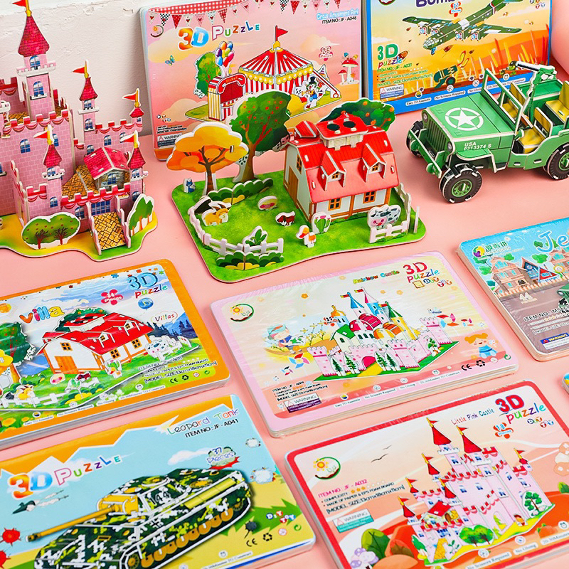 Đồ Chơi Lắp Ghép Bằng Giấy Xếp Hình Lâu Đài, Nông Trại, Rạp Xiếc