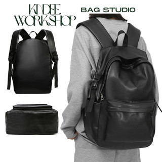 Balo da đi học trơn đơn giản ba lo basic đựng laptop 16 inch đi làm, đi chơi phong cách cặp sách học sinh KINDEE