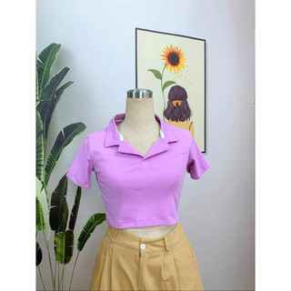 Áo Croptop nữ có cổ polo crop cổ tròn unisex dáng ôm cotton - MAC boutique