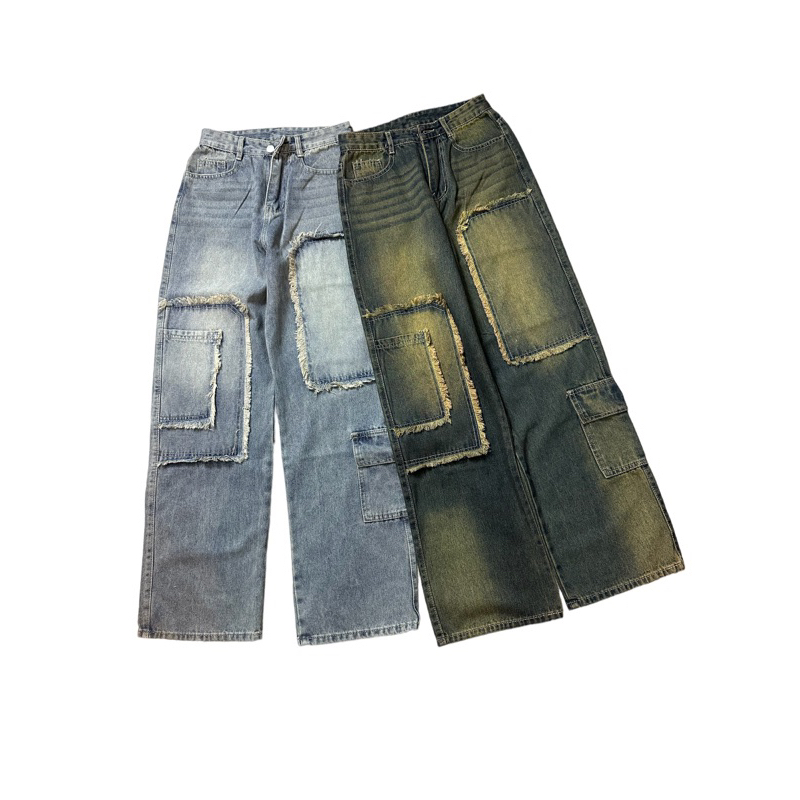 Jeans Túi Hộp Phối Tua Rua Màu Lạ Cá Tính