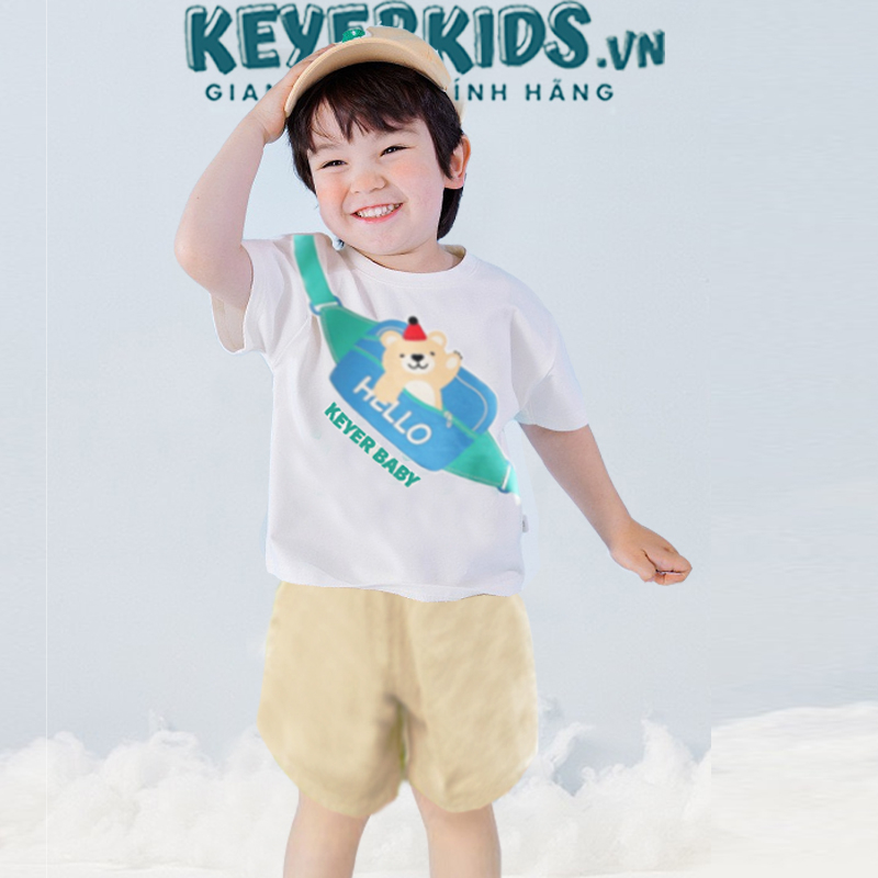 Bộ Quần Áo Bé Trai (6 tháng - 5 tuổi) - KEYER KIDS, Áo Thun Cotton Cộc Tay, Quần Kaki Hình in Túi Đeo Ngang SZ45