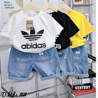 Bộ bé trai Quần Jean áo cotton chữ Adidassss cao cấp