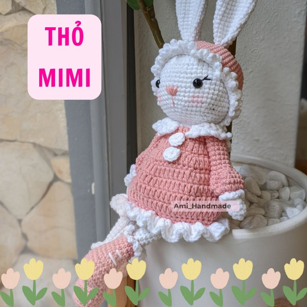 Thỏ len Mimi tai dài (Thú Bông Len Handmade Đan Móc Thủ Công)