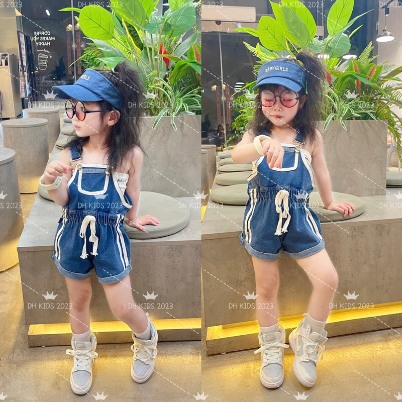 (Ảnh thật ) Set yếm bò Kè Mũ và Áo cho bé gái 10-30kg