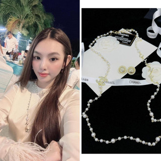 Vòng cổ ngọc dài đính đá dây chuyền ngọc dáng dài đính đá siêu sang chảnh Trang Nemo Shop