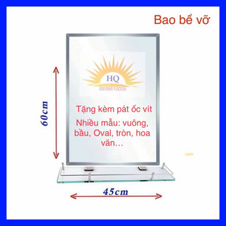 Bộ gương soi kích thước 45x60 và kệ kiếng dài 50cm kèm pas ốc vít