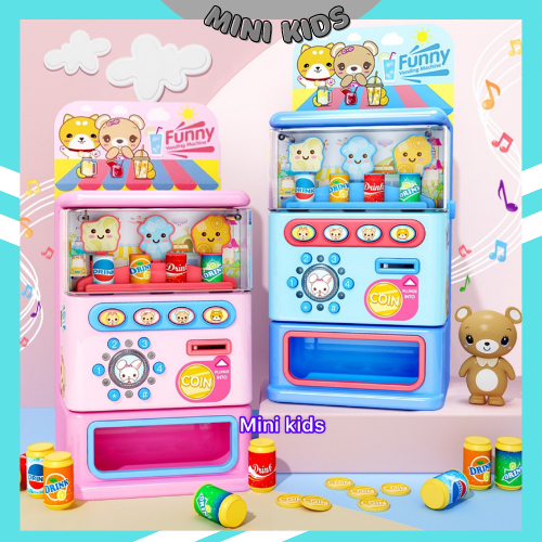 Máy Bán Nước Tự Động Kiêm Két Mini, đồ chơi máy bán nước tự động cho bé đủ nhạc đèn loại xịn cực nhạy có dùng xu