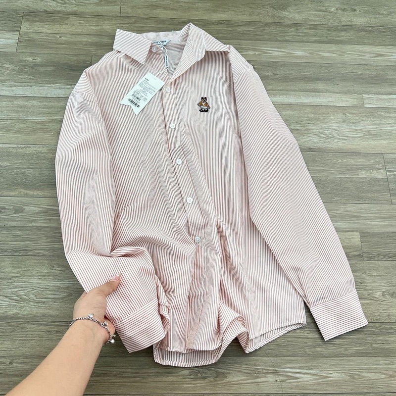 Sơmi sọc thêu gấu Teenie