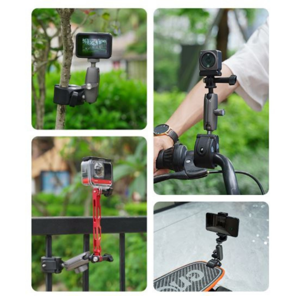 Kẹp kim loại Telesin 360 độ đa năng gắn ghi đông xe đạp xe máy gắn Actioncam, Gopro, Insta360 X2 X3 Ace Ace Pro