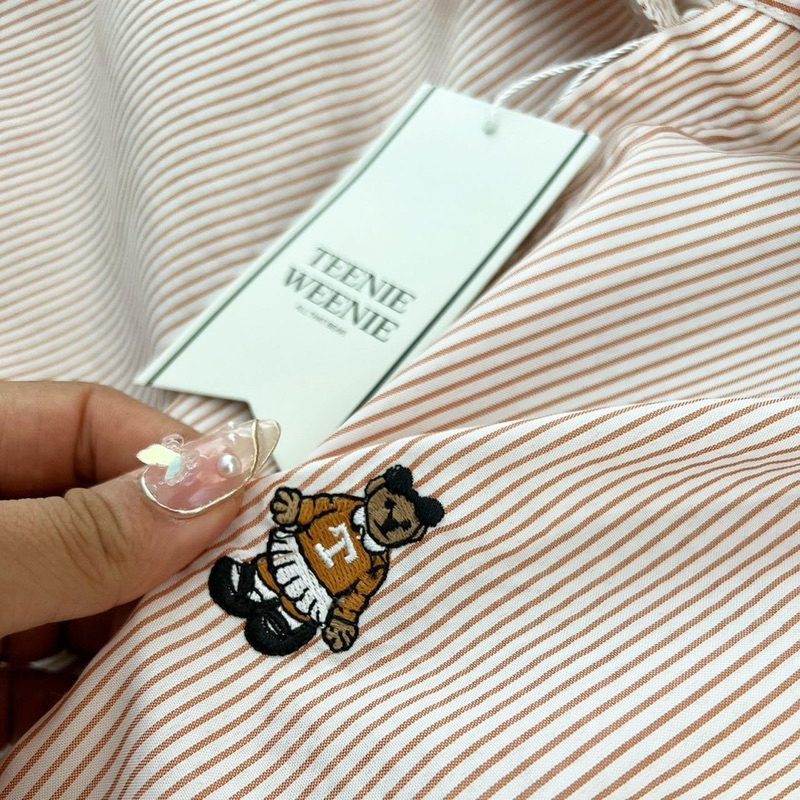 Sơmi sọc thêu gấu Teenie