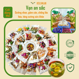 Vạn An Sắc  Trà thảo mộc giảm cân dưỡng nhan thanh nhiệt đẹp da từ hoa cúc hoa hồng nhài atiso đậu biếc bạc hà táo đỏ