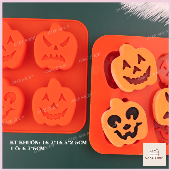 HCM-Khuôn Silicon Halloween, Bí Ngô, Người Dơi Làm Bánh, Socola, Thạch Rau câu, Pudding CAKESHOP