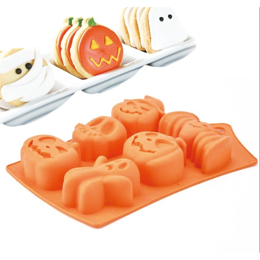 HCM-Khuôn Silicon Halloween, Bí Ngô, Người Dơi Làm Bánh, Socola, Thạch Rau câu, Pudding CAKESHOP