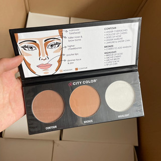 Bảng Phấn Tạo Khối Và Highlight City Color 3 Ô  Contour Palette {Chuẩn Auth}
