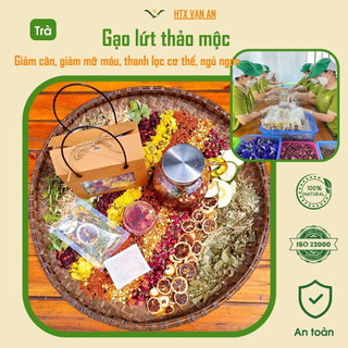 Trà gạo lứt đậu đen thảo mộc HTX Vạn An giảm cân thanh lọc cơ thể đẹp da hỗ trợ người ăn kiêng tiểu đường béo phì