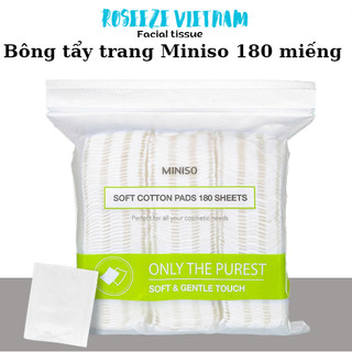Bông tẩy trang 180 miếng Miniso dưỡng da cotton pads đa năng chất bông tự nhiên mềm mại - Roseeze Vietnam