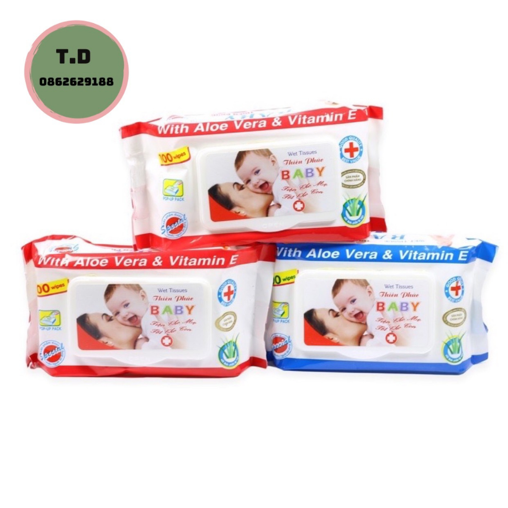 Giá Sỉ  Khăn ướt, giấy ướt Baby Thiên Phúc 100 tờ không mùi Chính Hãng -