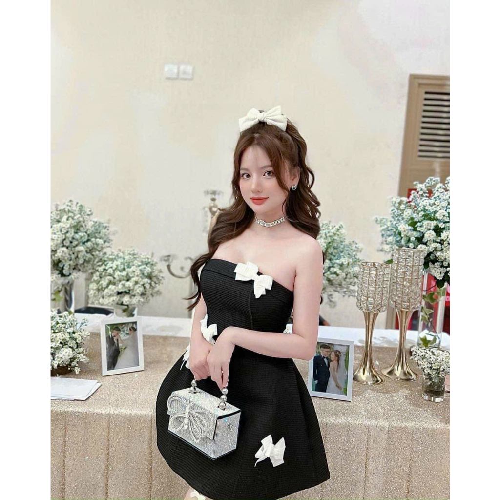 Đầm dự tiệc cúp ngực đính nơ Bobby Dress