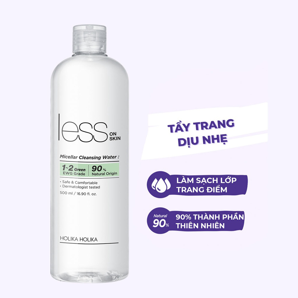 Nước tẩy trang Holika Holika Less On Skin Micellar Cleansing Water sạch sâu se khít lỗ chân lông 500ml - 7145