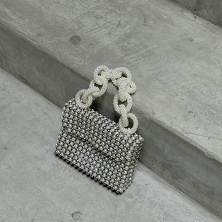Túi quai xách độc lạ Túi kết cườm giả Ngọc trai Handmade dáng túi Sisilia thời trang