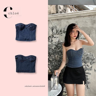 Áo crotop jeans cúp ngực lưng thun [ ẢNH ĐỘC QUYỀN TẠI CHLOÉ.STORE4TH9 ].