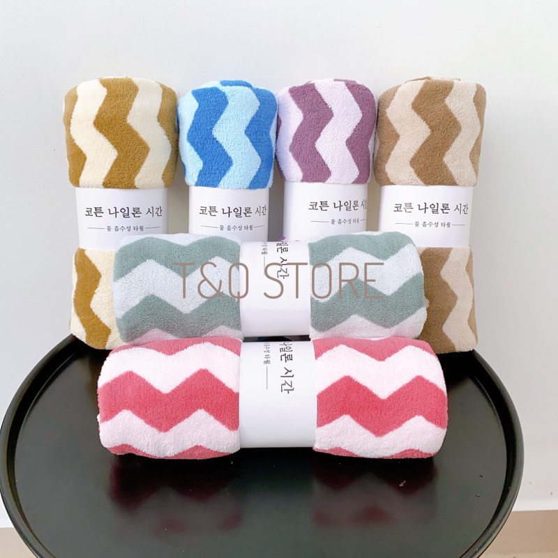 Khăn tắm lông cừu Hàn Quốc hình sóng loại dày 100x50cm