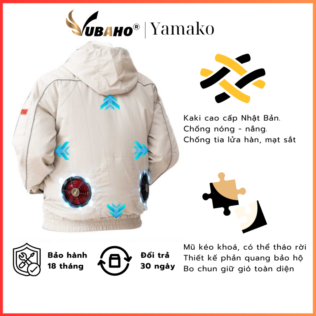 Áo điều hòa Nhật Bản YAMAKO Màu Ghi Sáng