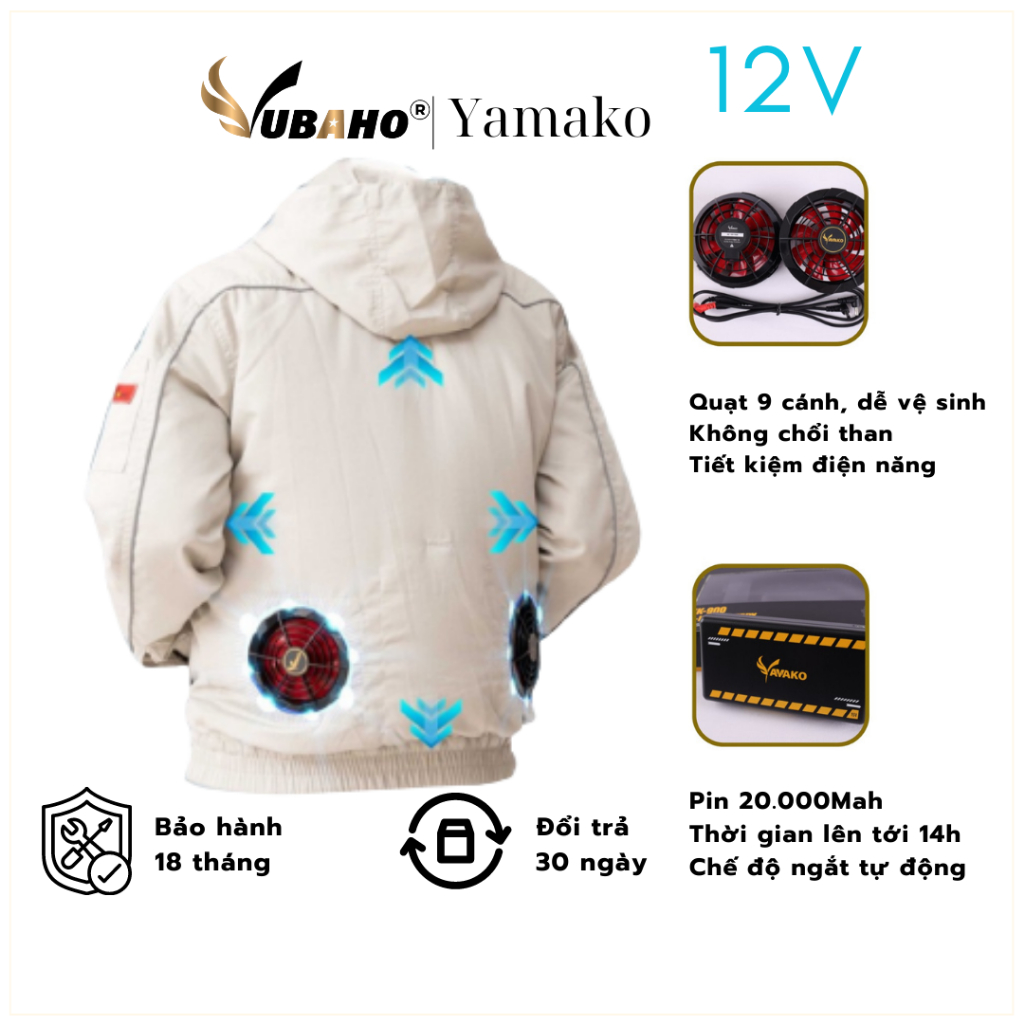 Áo điều hòa Nhật Bản YAMAKO Màu Ghi Sáng
