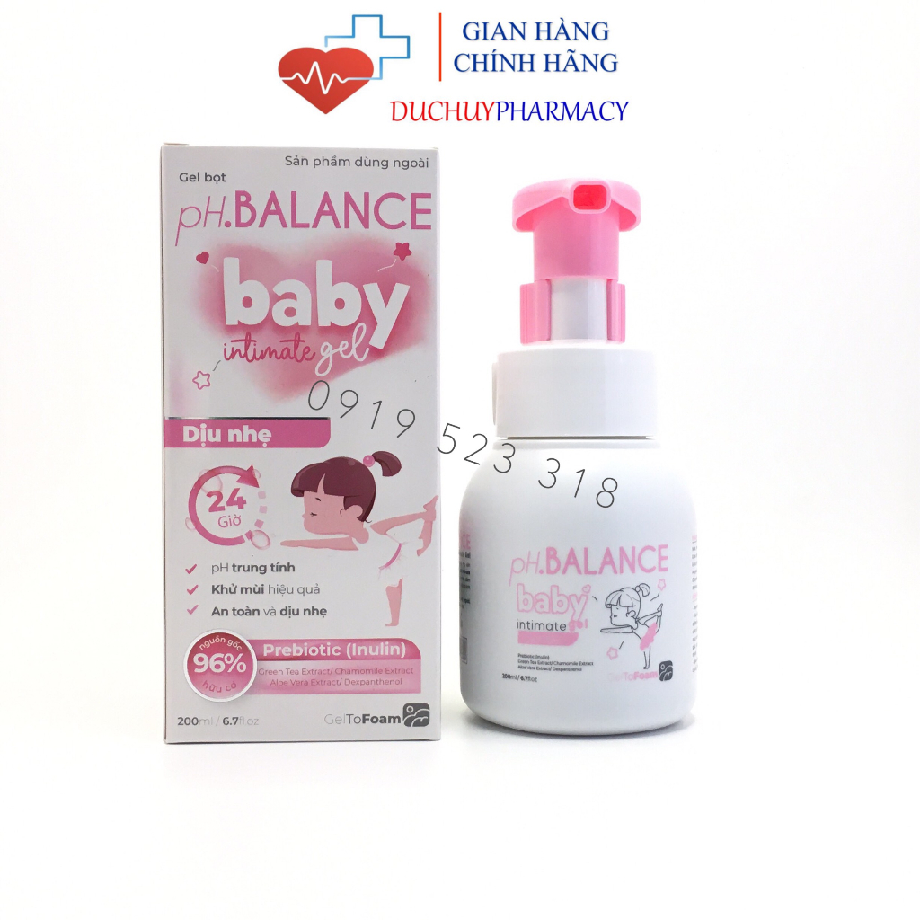 Dung dịch vệ sinh cho bé trước tuổi dậy thì pH Balance BABY intimate gel (Chai 200 ml)
