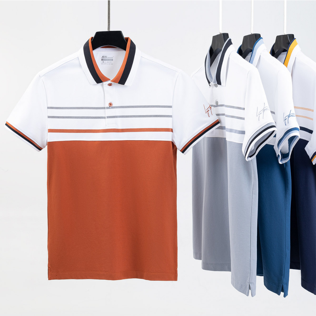 Áo Polo Nam 5S FASHION Cotton, Thiết Kế Can Phối Nổi Bật, Trẻ Trung, Lịch Lãm, Tay Thêu Chữ Cao Cấp