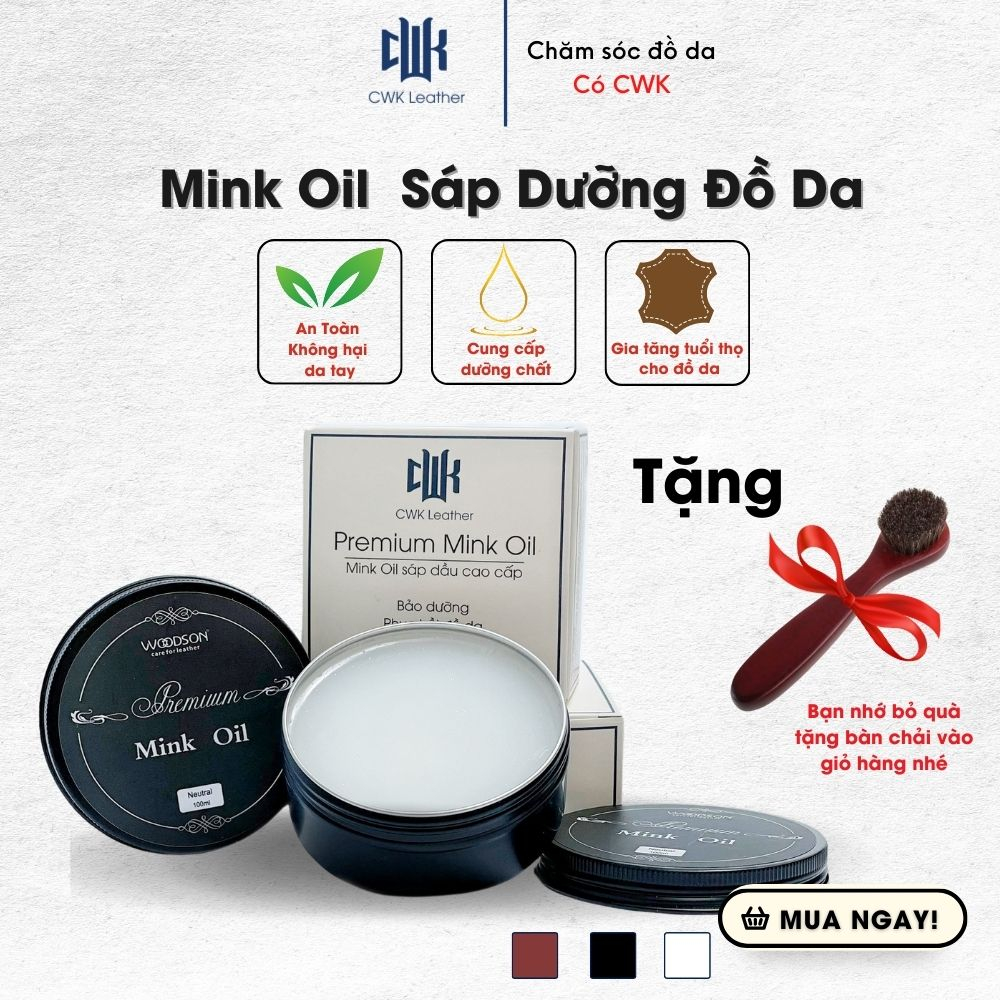 Mỡ chồn mink oil sáp dưỡng chuyên chăm sóc bảo dưỡng túi da, đánh bóng áo da và giày da