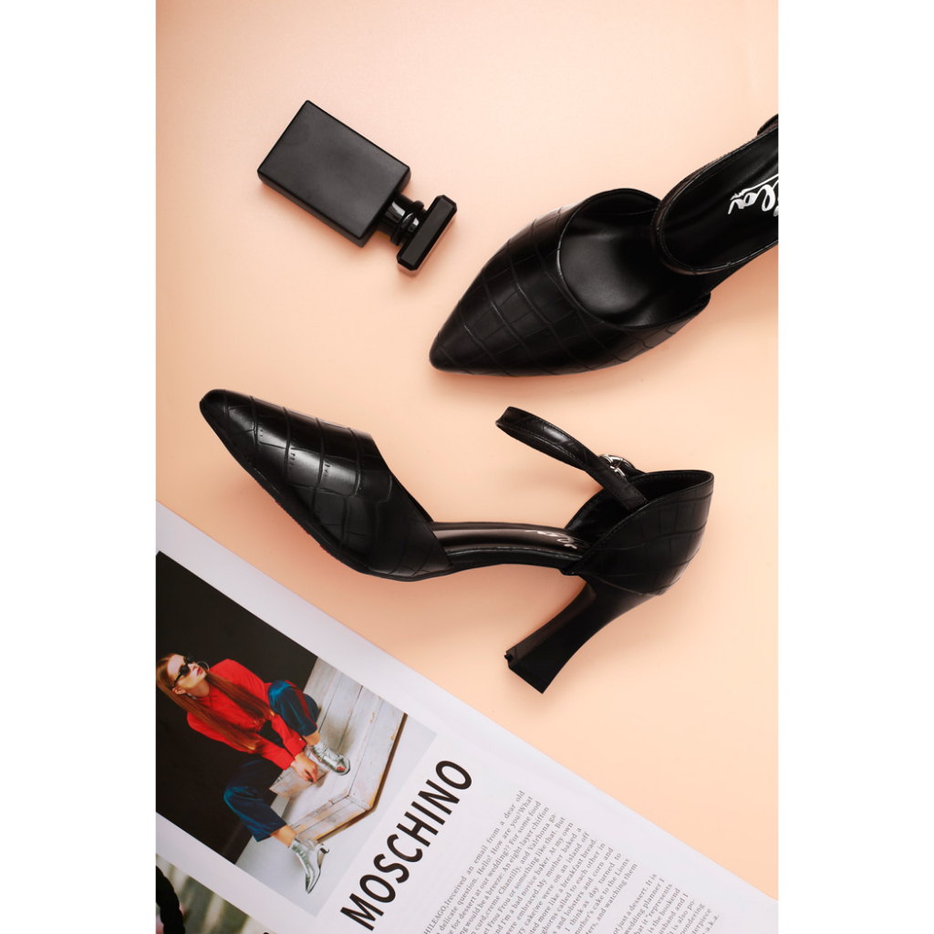 Giày cao gót 7cm với da dập vân cao cấp ELA703