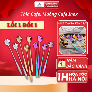 Thìa cafe, muỗng cà phê inox 304 cao cấp, hai màu vàng bạc sang trọng hoa văn siêu đẹp trang trí bàn ăn, decor  MTC06