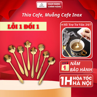 Thìa cafe, muỗng cafe inox 304 cao cấp, 3 màu sang trọng trang trí bàn ăn, decor hoa văn siêu đẹp MTC06