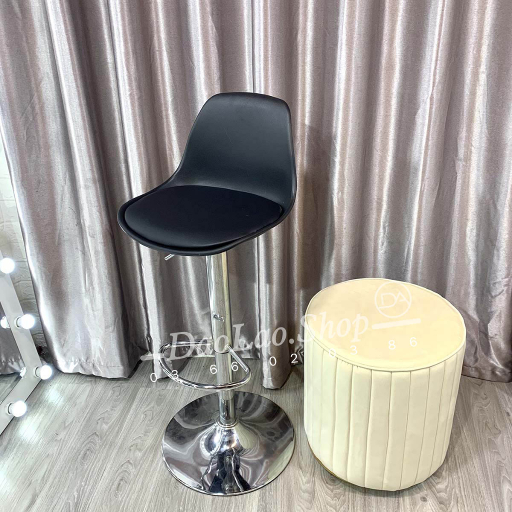Ghế Quầy Bar, Ghế Make Up, Ghế Spa, Ghế Xoay Bọc Da Cao Cấp - Cao 60_80cm (Hàng Có Sẵn) Make Nhựa Da