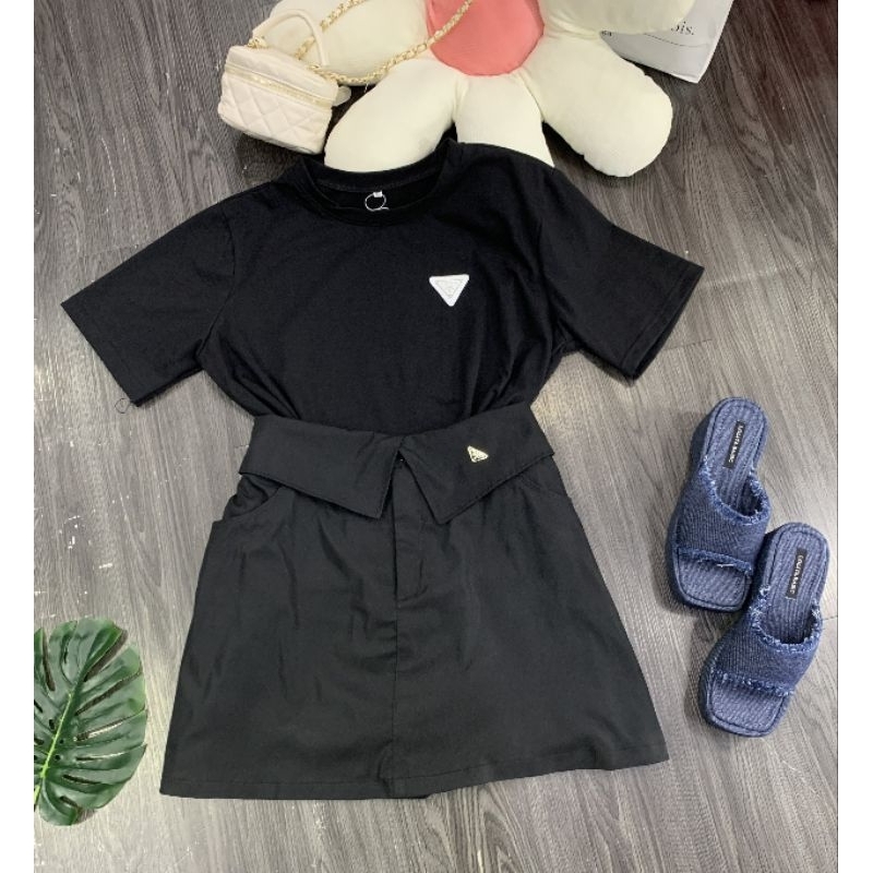 Sét Áo Thun Kèm Chân Váy Kaki  Big Size  MS02