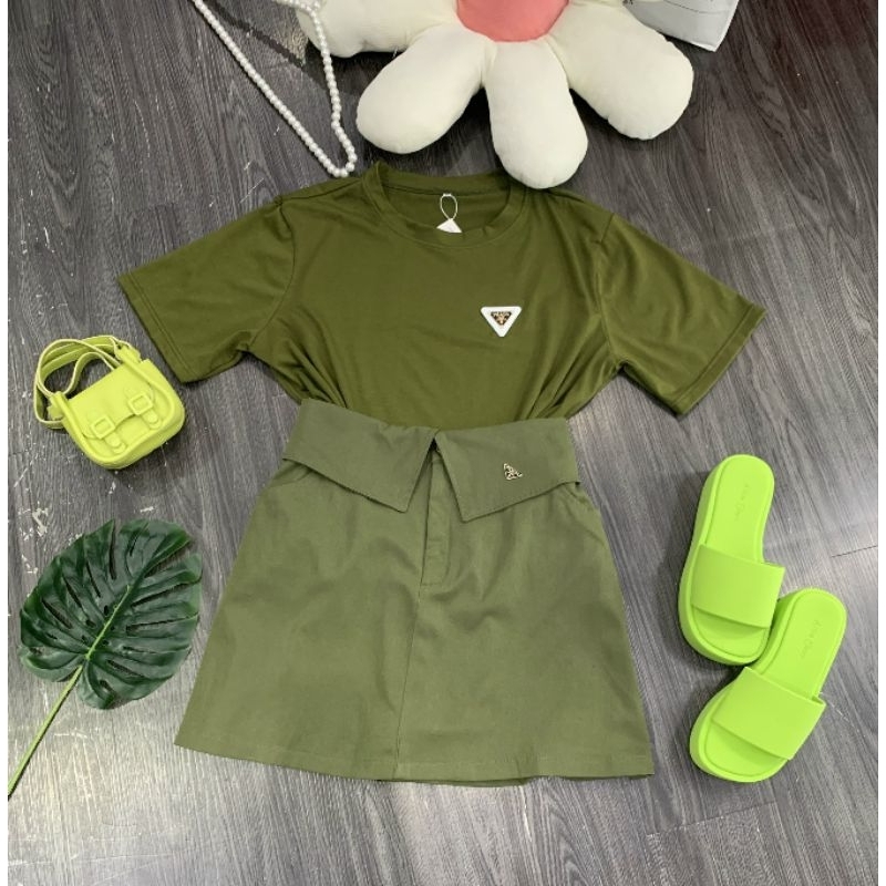 Sét Áo Thun Kèm Chân Váy Kaki  Big Size  MS02