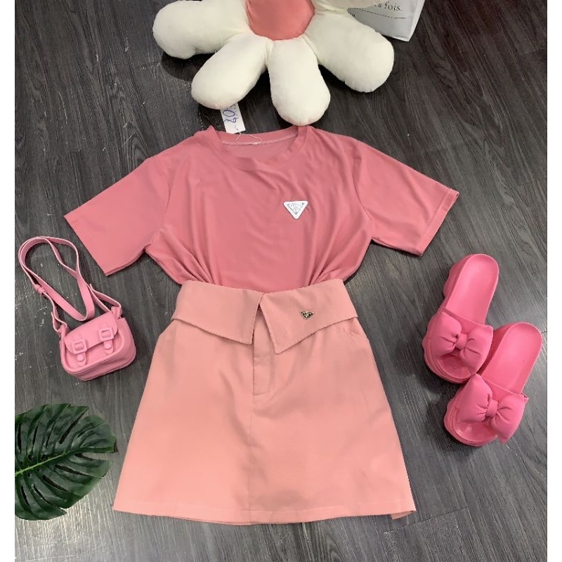 Sét Áo Thun Kèm Chân Váy Kaki  Big Size  MS02