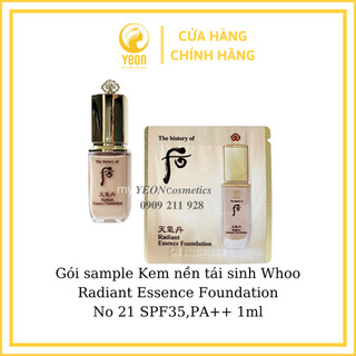 Gói sample Kem nền tái sinh Whoo Radiant Essence Foundation No 21 SPF35,PA++ 1ml_yeon