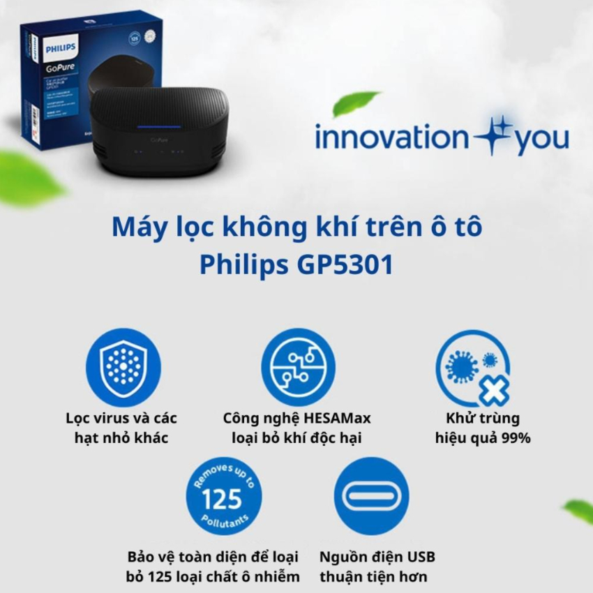 BH 12 THÁNG - Máy khử mùi, lọc không khí trên xe ô tô Philips GP5301 - DÂY ĐEO GHẾ