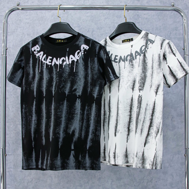 Áo Thun cotton Cổ tròn Tay Ngăn in loang chữ  CTTN